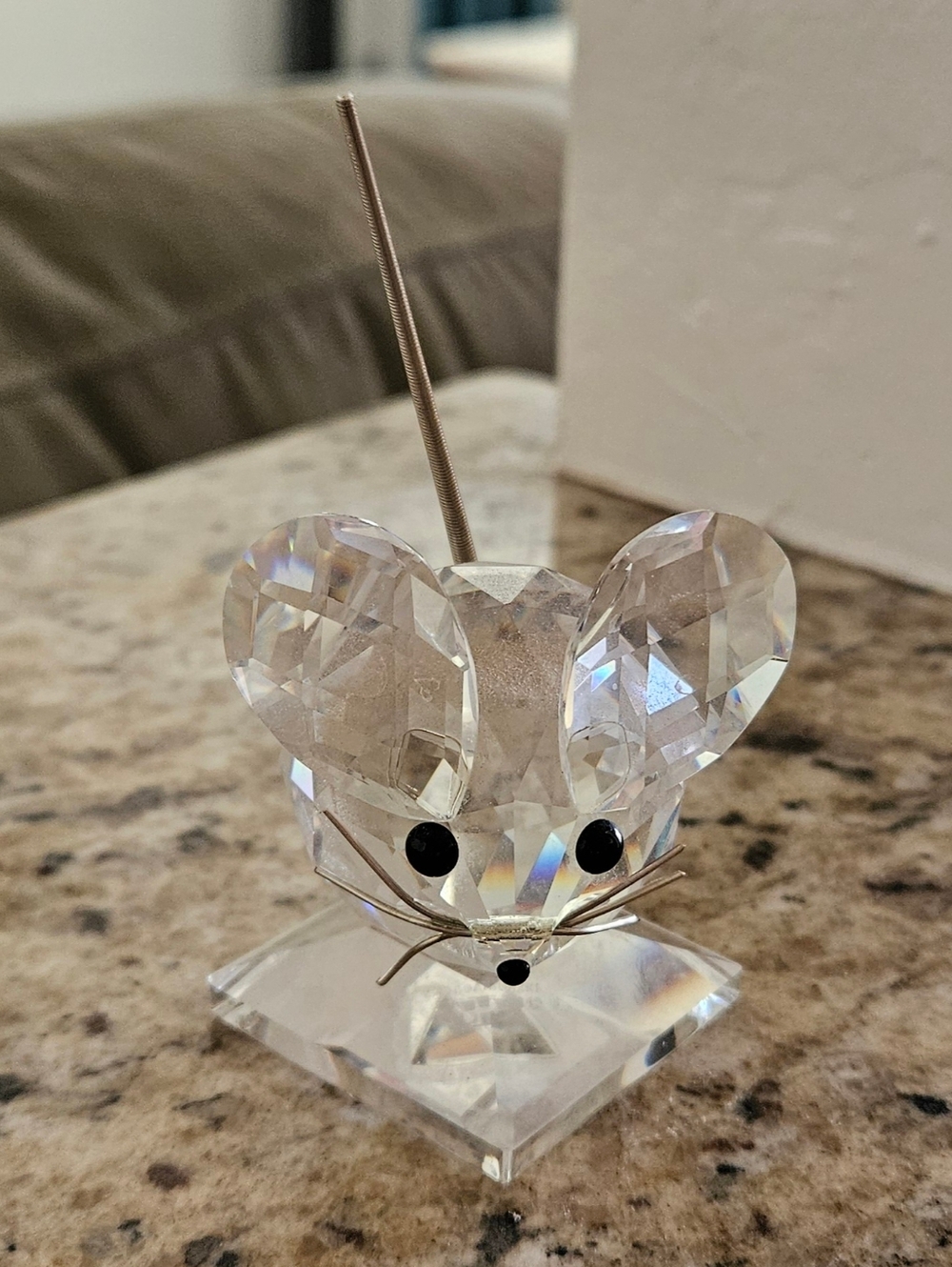 Swarovski Crystal Mouse Figurine with Wire Tail